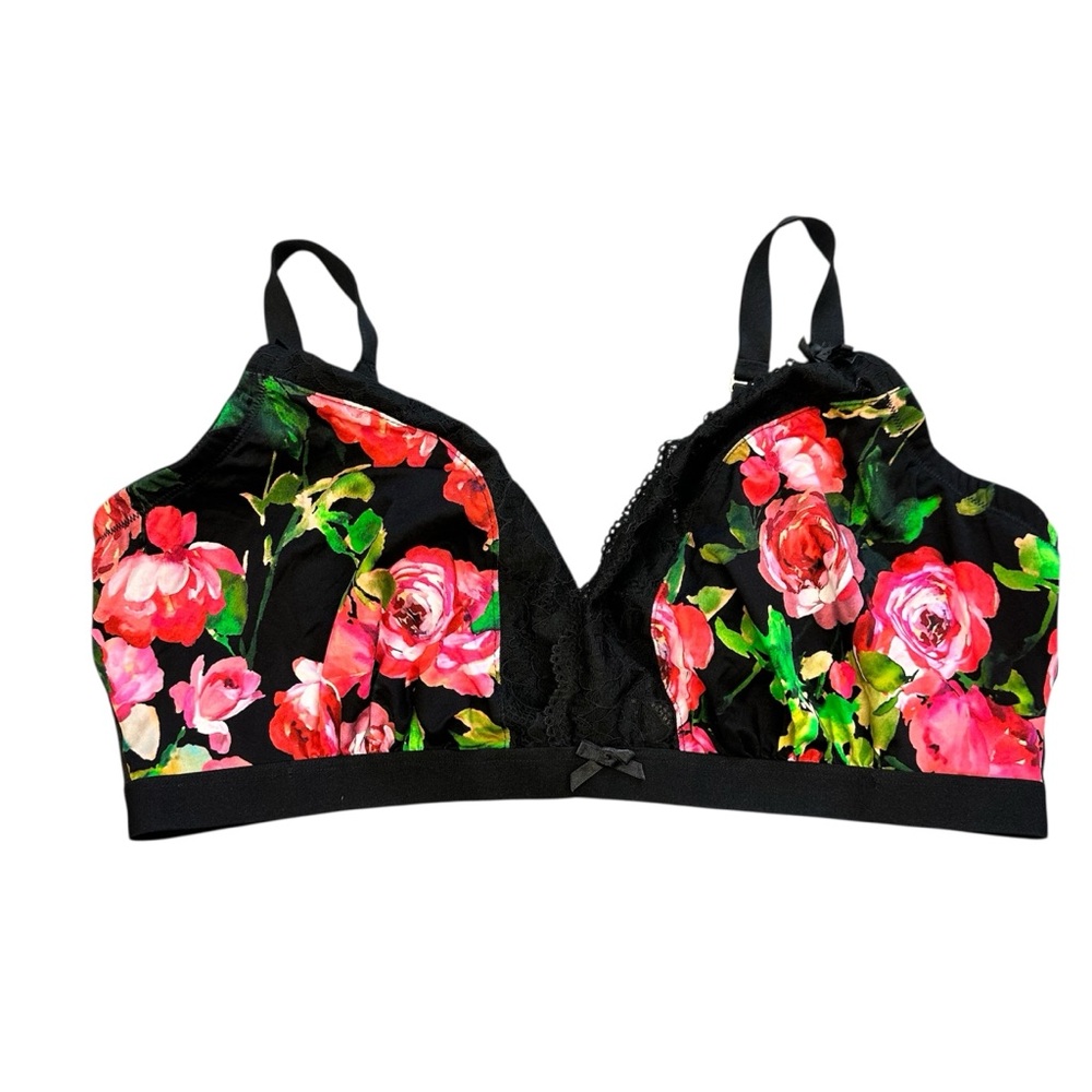 Cacique Intimates Comfort Bliss Lightly Lined Balconette Bra Floral Size 44DD‎